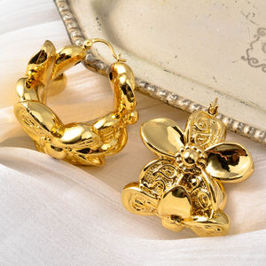 Fashion Bohemia High Quality Copper <b>14k</b> <b>Gold</b> Plated Flower <b>Hoop</b> <b>Earrings</b> Women - Product Image 5