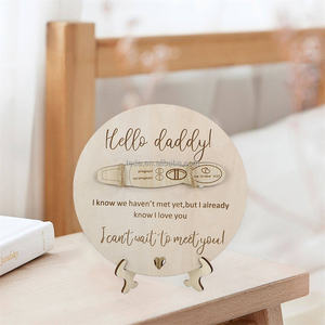 Cartes <span class=keywords><strong>de</strong></span> jalons mensuels et d'annonce <span class=keywords><strong>de</strong></span> naissance en bois perforé gravé double face pour bébé - Product Image 6