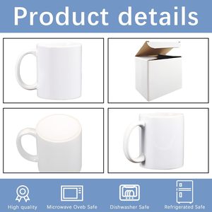 Mug en porcelaine blanche de 11 oz pour sublimation, côtés droits, design minimaliste, compatible lave-vaisselle, emballage cadeau pour boissons chaudes/froides - Product Image 3