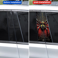 2 autocollants décoratifs en PVC imperméables et écologiques à motif araignée pour montants B et vitres centrales de voiture
