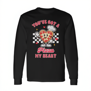 T-shirt a maniche lunghe per amanti della pizza di San Valentino con design a cuore per San Valentino - Product Image 2