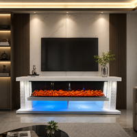 Meistverkaufter Weißer Luxus-TV-Ständer mit Elektrischem Kamin und Downlights Bluetooth-Lautsprecher Unterhaltungscenter Meuble