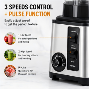 Nueva Licuadora 3 en 1 de Acero Inoxidable BF-5042, 10+ Velocidades, 1500W de Potencia, Uso Comercial, Múltiples Funciones, Frutas, Verduras, Carne, A++ - Product Image 3