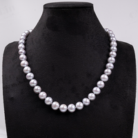 Ensemble collier et bracelet en perles d'eau douce naturelles plaquées gris, bijoux en perles pour femmes, cadeau