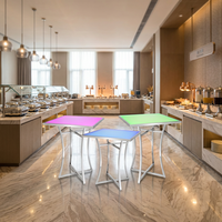 Table de Buffet Électrique Moderne de Luxe en Acier Inoxydable avec Plateau en Verre, Présentoir Robuste sur Mesure pour Hôtels et Événements de Restauration