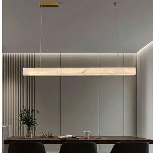 Barra de iluminación colgante de alabastro Art Deco, luz colgante lineal de mármol minimalista para comedor, sala de estar - Product Image 1