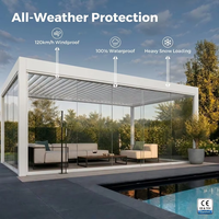 Elektrische Aluminium-Gartenlaube mit Windsensor-Lamellendach, Wasserdichte Sonnenschutz-Pergola für Villa und Balkon