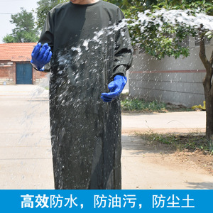 Delantal Impermeable con Recubrimiento de PVC, Mangas Largas, con Guantes, Ropa de Trabajo Unisex, Ropa de Seguridad, Verde Militar, 1.25m 1.4m - Product Image 4
