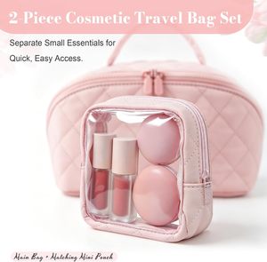 Travel Puffer Waterproof Cosmetic Organizer <b>Large</b> Capacity Pouch Open Flat Toiletry <b>Bag</b> <b>Makeup</b> <b>Bag</b> for Women - Product Image 3
