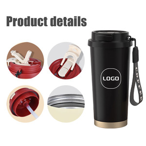 Gobelet <span class=keywords><strong>isotherme</strong></span> en acier inoxydable personnalisé avec logo, capacité 500 ml, <span class=keywords><strong>tasse</strong></span> à café <span class=keywords><strong>de</strong></span> bureau avec couvercle sous vide pour cadeaux d'affaires - Product Image 2