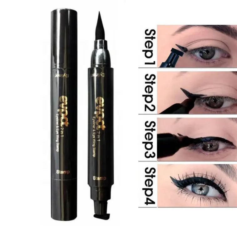 2 In 1 Liquid Eyeliner Pencil Waterproof Black Double-headed Stamps Eye Liner Eye Cosmetic Makeup Stamp Eyeliner Pencil