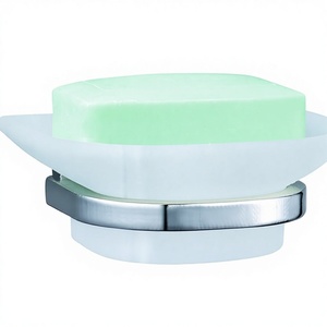 Porte-savon moderne en chrome avec base ronde en alliage de zinc, montage mural pour salle de bain d'hôtel - Product Image 1