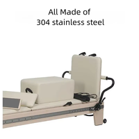Reformer Pilates Kayu Maple Half Tower Full Track dengan Tower Baja Anti Karat, Pulley Senyap, dan Foot Bar Multi Sudut yang Dapat Disesuaikan untuk Studio