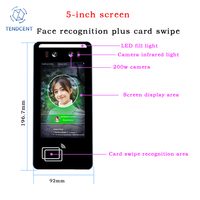 Appareil de contrôle d'accès et de pointage par reconnaissance faciale Android Tendcent avec carte NFC IC/ID, WiFi, OEM/ODM, reconnaissance faciale biométrique