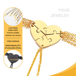 Colliers en acier inoxydable <span class=keywords><strong>plaqué</strong></span> <span class=keywords><strong>or</strong></span> en forme de cœur, puzzle, colliers assortis pour femmes, bijoux d'amitié, ornement de groupe - Product Image 1