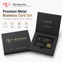 Tarjeta de Presentación NFC con Código QR de Metal Negro Mate ZDF 2025 con Embalaje de Caja de Regalo, 13.56MHz, Tarjetero Digital Impermeable