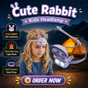 Lampe <span class=keywords><strong>frontale</strong></span> LED rechargeable USB portable, design créatif en forme de lapin, mini jouet d'urgence doux pour bébé, idéale comme cadeau - Product Image 1