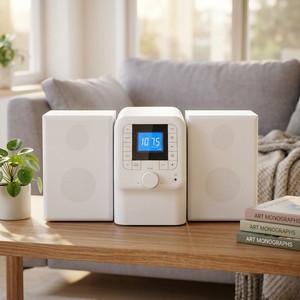 High Quality Black Dual Speaker Stereo System <b>Digital</b> Display FM <b>Radio</b> Adjustable Volume Home Audio Player Karaoke Machine - Product Image 4