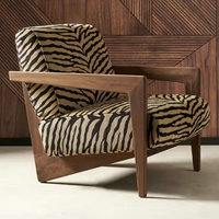Fauteuil d'appoint moderne italien en tissu durable à imprimé animal, fauteuil individuel de luxe à motif zèbre, canapé de loisirs pour la maison et le bureau