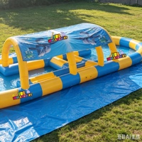 Piscina Inflable Comercial de PVC con Toldo para el Sol, Piscina de Juegos Acuáticos para Niños, Alquiler para Fiestas en Parques al Aire Libre