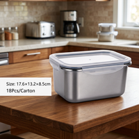 Boîte à lunch isotherme en acier inoxydable de 1750 ml, hermétique, avec couvercle en plastique, boîte de rangement alimentaire pour le bureau et l'école