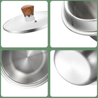 Casserole en acier inoxydable 5L, marmite de cuisson tri-couche avec couvercle, cuiseur à riz instantané pour cuisine, cuisson rapide, style coréen