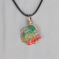 Pendentif en cristal de guérison des chakras HY Wholesale, pierres brutes colorées arc-en-ciel, bijoux