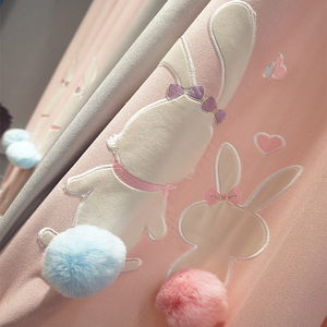 Simpatico cartone animato coniglio pasta velluto ricamato <span class=keywords><strong>tende</strong></span> ragazza stile principessa moderno minimalista personalizzato tenda per <span class=keywords><strong>bambini</strong></span>. - Product Image 6