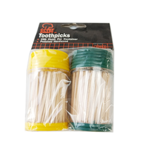 Bouteille de cure-dents en bois de bouleau biodégradable, jetable, écologique, au design personnalisé, aromatisée à la menthe, pour le nettoyage des dents
