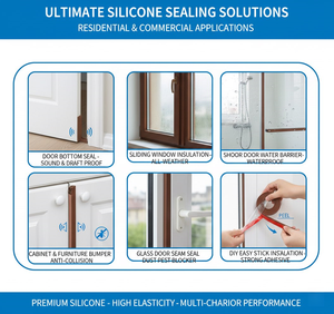 Bande d'étanchéité acoustique en silicone pour porte, bande d'étanchéité insonorisante multi-chambres, bande d'étanchéité autocollante pour fenêtre, bloqueur d'espace, ruban d'étanchéité - Product Image 5