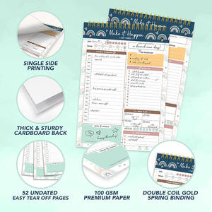 Nouvel Arrivage Simple 52 Jours Hebdomadaire Réfrigérateur Carnet Personnalisé Bloc-Notes Journal Organisateur <span class=keywords><strong>Agenda</strong></span> Livre avec Couverture en PVC Reliure à Spirale - Product Image 2