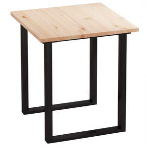 Plateau de table à manger carré en pin massif, bois naturel, design moderne minimaliste, pieds en métal, assemblage requis, mobilier pour la maison - Product Image 1