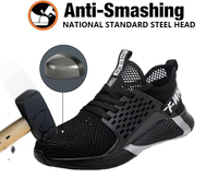 Chaussures de sécurité à embout en acier pour hommes et femmes, baskets de travail industrielles légères et respirantes en maille, antidérapantes et anti-perforation