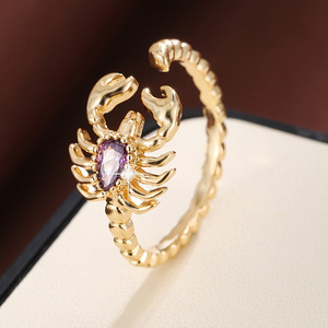 Anillos Ajustables CAOSHI con Diseño de Escorpión Elegante, con Circonita Blanca/Morada/Negra en Forma de Pera, Anillos de Moda para Mujer, Regalo para Fiestas, Anillos Abiertos con Circonita Cúbica - Product Image 4