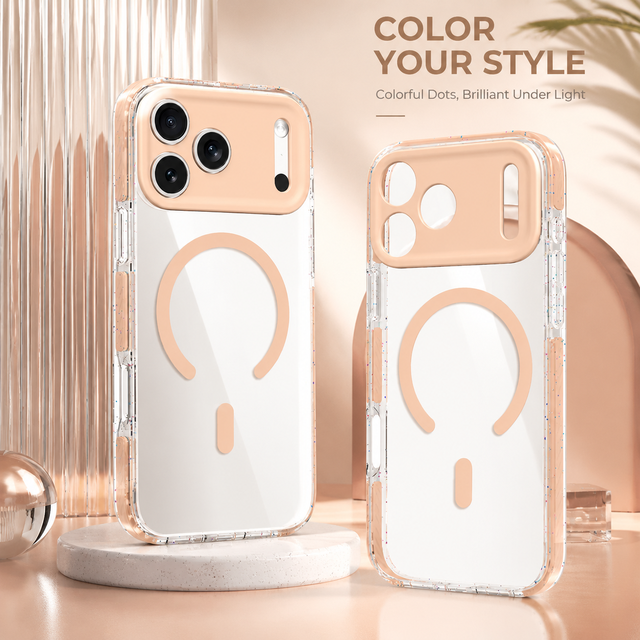 JOYPORODO V-P06 Shockproof Transparent Magnetic Protective Case for iPhone 17 16 15 14 13 Pro Max Crystal Clear Trendy PC Coque