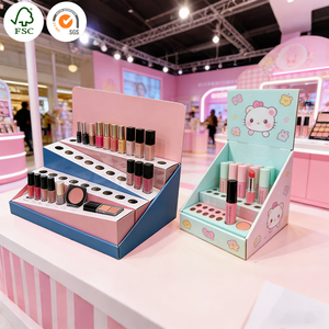 Boîte de présentation de comptoir PDQ personnalisée écologique, plateau de présentation en carton ondulé pour rouge à lèvres et <span class=keywords><strong>produits</strong></span> de beauté cosmétiques - Product Image 3