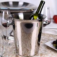 Seau à glace portable moderne en acier inoxydable 3-5L, support martelé, refroidisseur à vin haut pour fêtes, accessoires de bar, barbecue, motif floral argenté