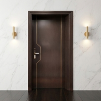 Porte en bois MDF plaqué sur mesure, couleur noyer moderne, design de portes en bois massif composite mélaminé