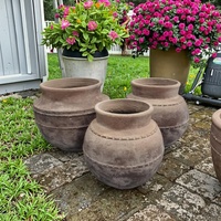 Jardinières Circulaires Modernes Grandes pour Extérieur, Durables, Légères, en Fibro-Ciment Écologique, Pots de Fleurs Sculptés à la Main pour Jardin