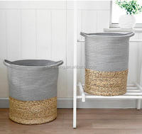 Style nordique Coton Corde et Jonc De Mer ronde pas cher tissé paniers à linge