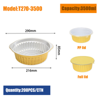 Barquette alimentaire ronde en aluminium doré, de qualité alimentaire, résistante au four, jetable, avec couvercle transparent compatible PET