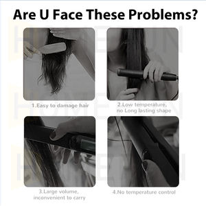 Plancha de pelo inalámbrica Combo 2 en 1 peine de hierro plano rizador recto multiusos - Product Image 6