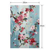 Peinture à l'huile 100% peinte à la main sur toile de coton et lin, 30x45cm, motif floral rose en 3D, texture épaisse impasto, art mural, décoration intérieure