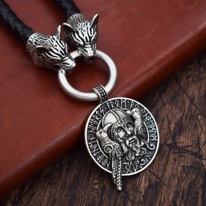 Norse Odin Viking <strong>Pendant</strong> with Raven Wolf <strong>Thor</strong> <strong>Hammer</strong> Mjolnir Symbol Vintage Scandinavian Necklace Jewelry for Men 9 Styles - Product Image 2
