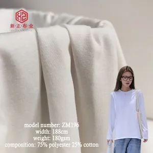 Campione gratuito 180gsm 75% poliestere 25% cotone TC tessuto semplice per tessuto t-shirt in tessuto