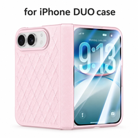 Étui pour iPhone DUO, motif losanges, en cuir PC, housse de téléphone tout-en-un, fixation magnétique, coque de protection intégrale