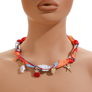 Haut de gamme bohème lumière luxe été foulard en soie collier perle pendentif transfrontalier à la mode chaîne de <span class=keywords><strong>cou</strong></span> - Product Image 2