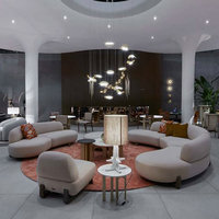 Modernes Luxuriöses Umweltfreundliches Holz-Mondkurvensofa-Set Wohnzimmer Boucle-Sofas Event-Bankett-Hochzeits-Lounge-Sofa für Hotels