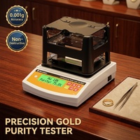 Testeur de pureté de l'or de précision 0,001 g, densimètre électronique haute précision pour bijoux en métaux précieux et tests de densité des solides