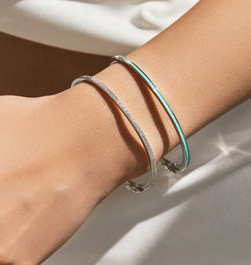 2026 Luxury Minimalist Full Stone Thin Bangle S925 Sterling <b>Silver</b> Open <b>Bracelet</b> Stackable Versatile Wrist <b>Cuff</b> For Women - Product Image 2
